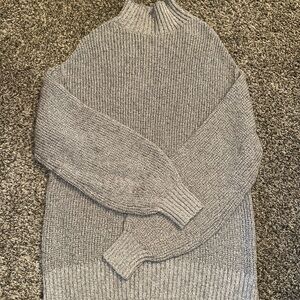 aerie Gray Ribbed Mock Neck Sweater